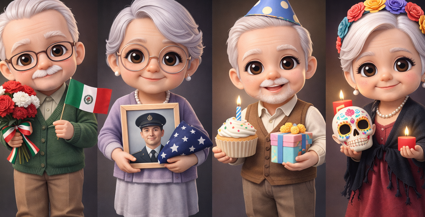 Figuras 3D personalizadas abuelos